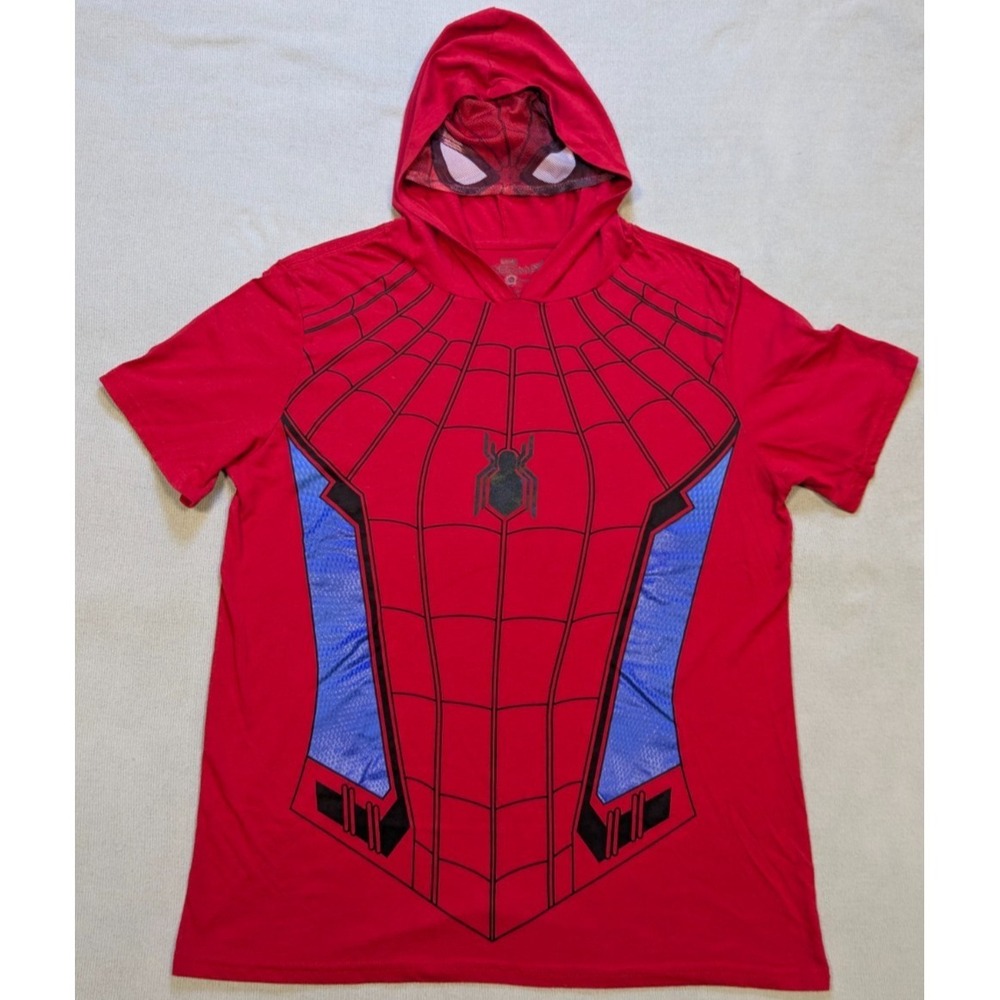 Spiderman Hoodie Shirt Mens XL Red Marvel Mask Cosplay Costume Homecoming Movie